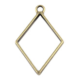 Metal Alloy Pendant Bezel Blanks (2 Pieces) 40x25x3.5 MM Rhombus Bases Antique Bronze Color For Resin Jewellery Making DIY Crafts Key Chains